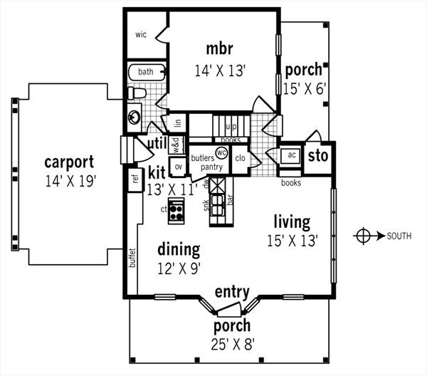 First Floor Plan image of The Jefferson - 1625 House Plan